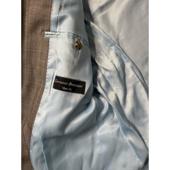Giovanni Bresciani Sport Coat Jacket Grey Plaid Wool Sz 42L Slim Fit - Picture 7 of 9